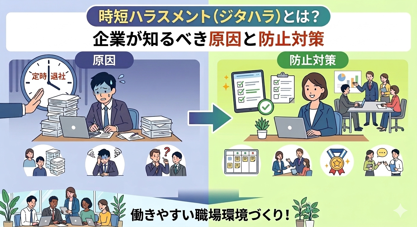 時短ハラスメント（ジタハラ）とは？企業が知るべき原因と防止対策を解説